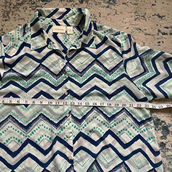 CHICO'S Women's Button-down Top  Chiffon Blouse, 3/4 Sleeve size 3 - Picture 6 of 10